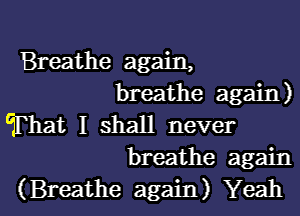 Breathe again,
breathe again)

That I shall never
breathe again

(Breathe again) Yeah I