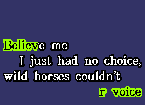 me me

I just had no choice,
Wild horses couldn,t

mm