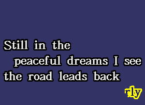 Still in the
peaceful dreams I see
the road leads back

it?