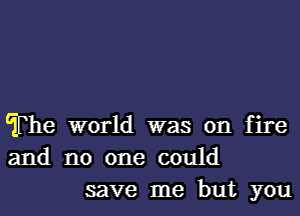 The world was on fire
and no one could
save me but you