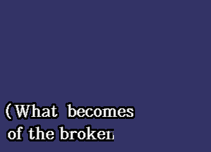 (What becomes
of the broken