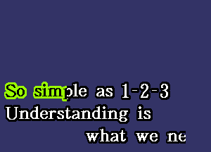 QDSIIQple as 1-2-3
Understanding is
What we ne