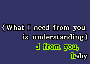 (What I need from you

is understanding)