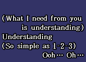 (What I need from you
is understanding)

Understanding
(So simple as 1-2-3)
Ooh Oh