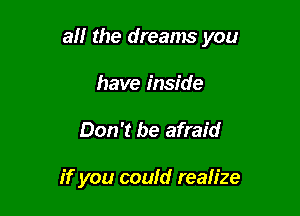 all the dreams you

have inside
Don't be afraid

if you could realize