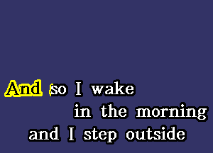 M (so I wake

in the morning
and I step outside