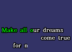 Make all our dreams
come true

for n