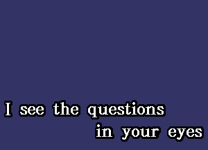 I see the questions
in your eyes