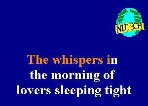 The whispers in
the morning of
lovers sleeping tight