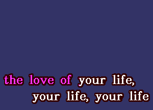 the love of your life,
your life, your life