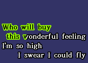 WWW

m Wonderful feeling
Fm so high
I swear I could fly