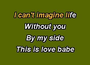 I can 't imagine life

Without you
By my side
This is love babe