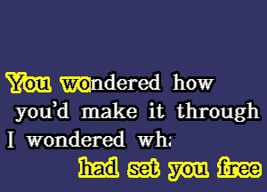 wdered howr
you,d make it through
I wondered th

HEM