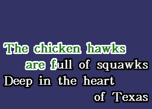 TEE diam WEE
131111 of squawks

Deep in the heart
of Texas