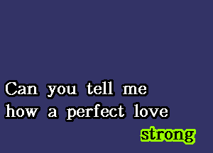 Can you tell me
how a perfect love