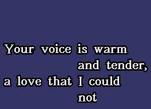 Your voice is warm

and tender,

a love that I could
not