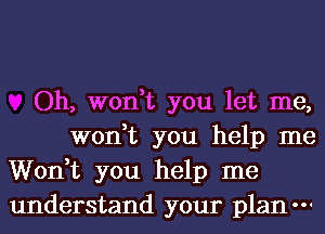 Oh, won,t you let me,

won,t you help me
Won,t you help me

understand your planm