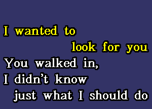 I wanted to
look for you

You walked in,
I dianz know
just What I should do