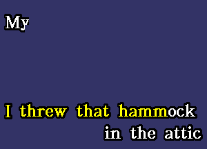 I threw that hammock
in the attic