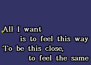 Alllwant

is to feel this way

To be this close,
to feel the same