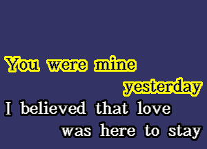 1mm

yestenday

I believed that love
was here to stay