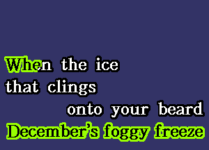 Wm the ice

that clings
onto your beard

foggy m