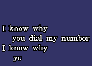 I know why

you dial my number
I know why

yo