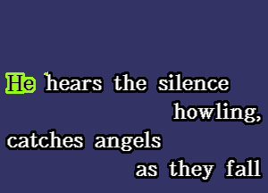 E hears the silence

howling,
catches angels

as they fall