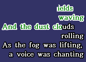 11333

wavmg

45315.1 i331?) (3163 dbuds
rolling
As the fog was lifting,
a voice was chanting