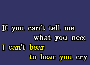 If you cadt tell me

what you meet
I can,t bear
to hear you cry