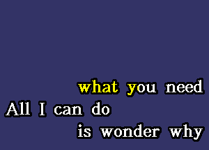 what you need

All I can do
is wonder Why