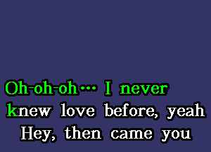 Oh-oh-ohm I never
knew love before, yeah
Hey, then came you