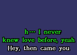 h I never
knew love before, yeah
Hey, then came you