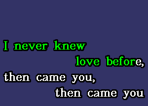 I never knew

love before,
then came you,

then came you