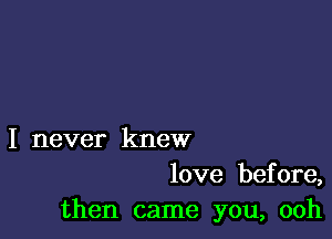 I never knew

love before,
then came you, ooh