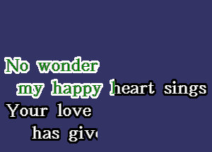 SEE? happy heart sings

Your love
has giVu