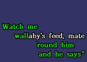 Watch me

wallabfs feed, mate
'round him
and he saysn