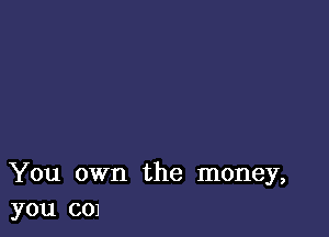 You own the money,
you c01