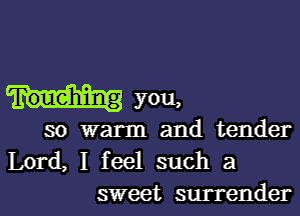 you,

so warm and tender

Lord, I feel such a
sweet surrender