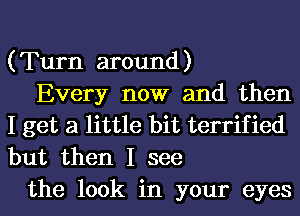 ( Turn around )
Every now and then
I get a little bit terrified

but then I see
the look in your eyes