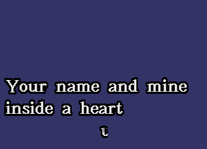 Your name and mine
inside a heart
u.