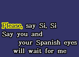 say Si, Si

Say you and
your Spanish eyes
will wait for me