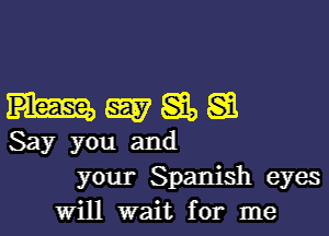 mma

Say you and
your Spanish eyes
Will wait for me