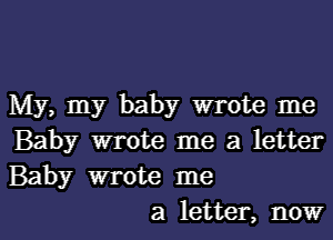 My, my baby wrote me
Baby wrote me a letter
Baby wrote me

a letter, now I