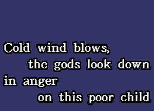 Cold Wind blows,
the gods look down

in anger
on this poor child