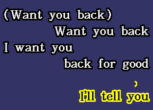 (Want you back)
Want you back

I want you

back for good

magnu-