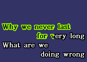 Wmnm

393 very long
What are we

doing wrong