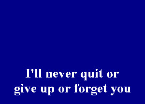 I'll never quit or
give up or forget you