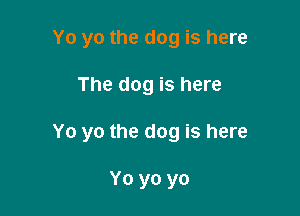 Yo yo the dog is here

The dog is here

Yo yo the dog is here

Yo yo yo