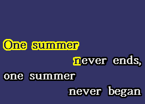 summer

mever ends,
one summer

never began